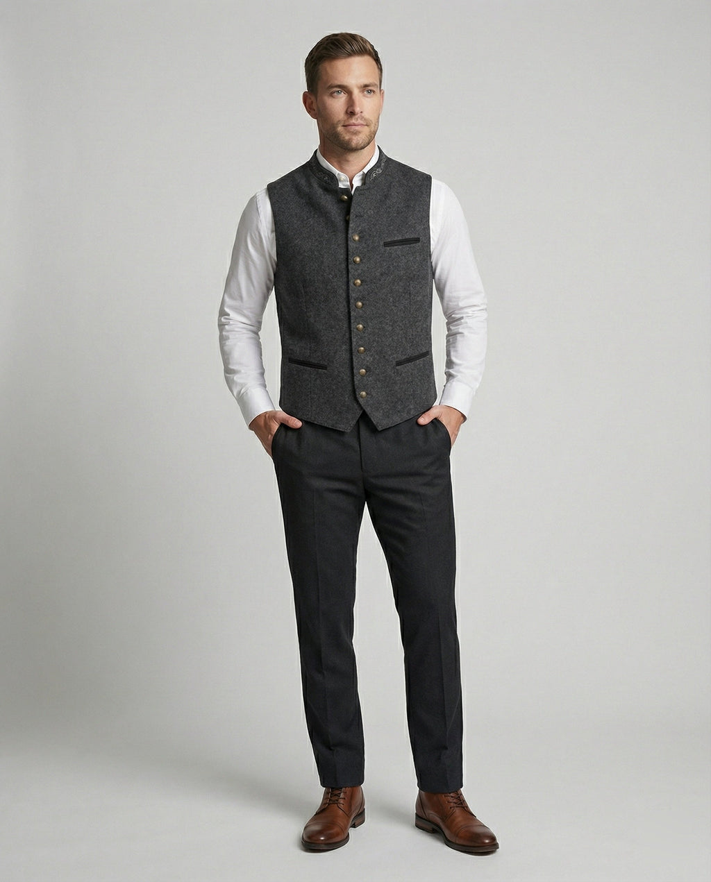 Traditional-style men’s waistcoat with a fitted cut - J&B; - 2 - London-stylehouse.com
