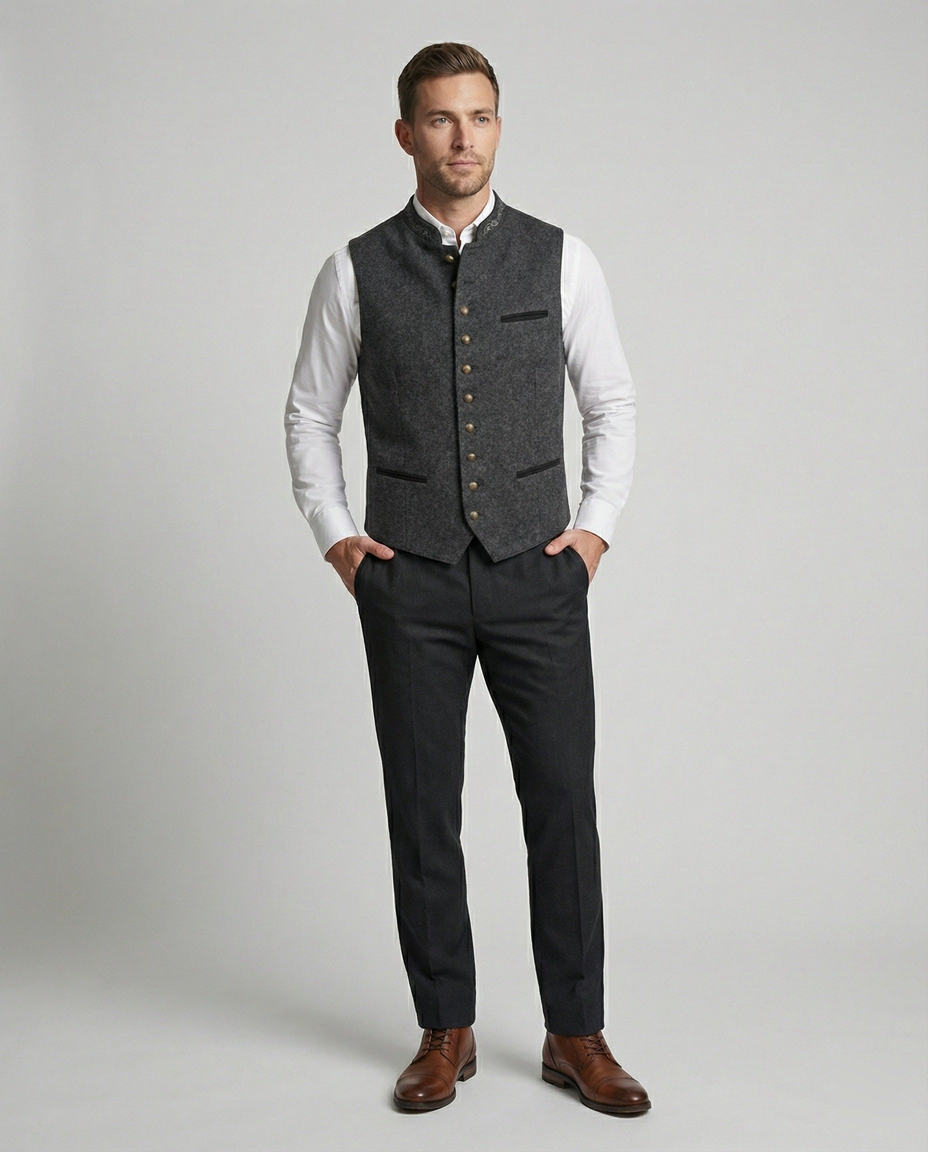 Traditional-style men’s waistcoat with a fitted cut - J&B; - 2 - London-stylehouse.com
