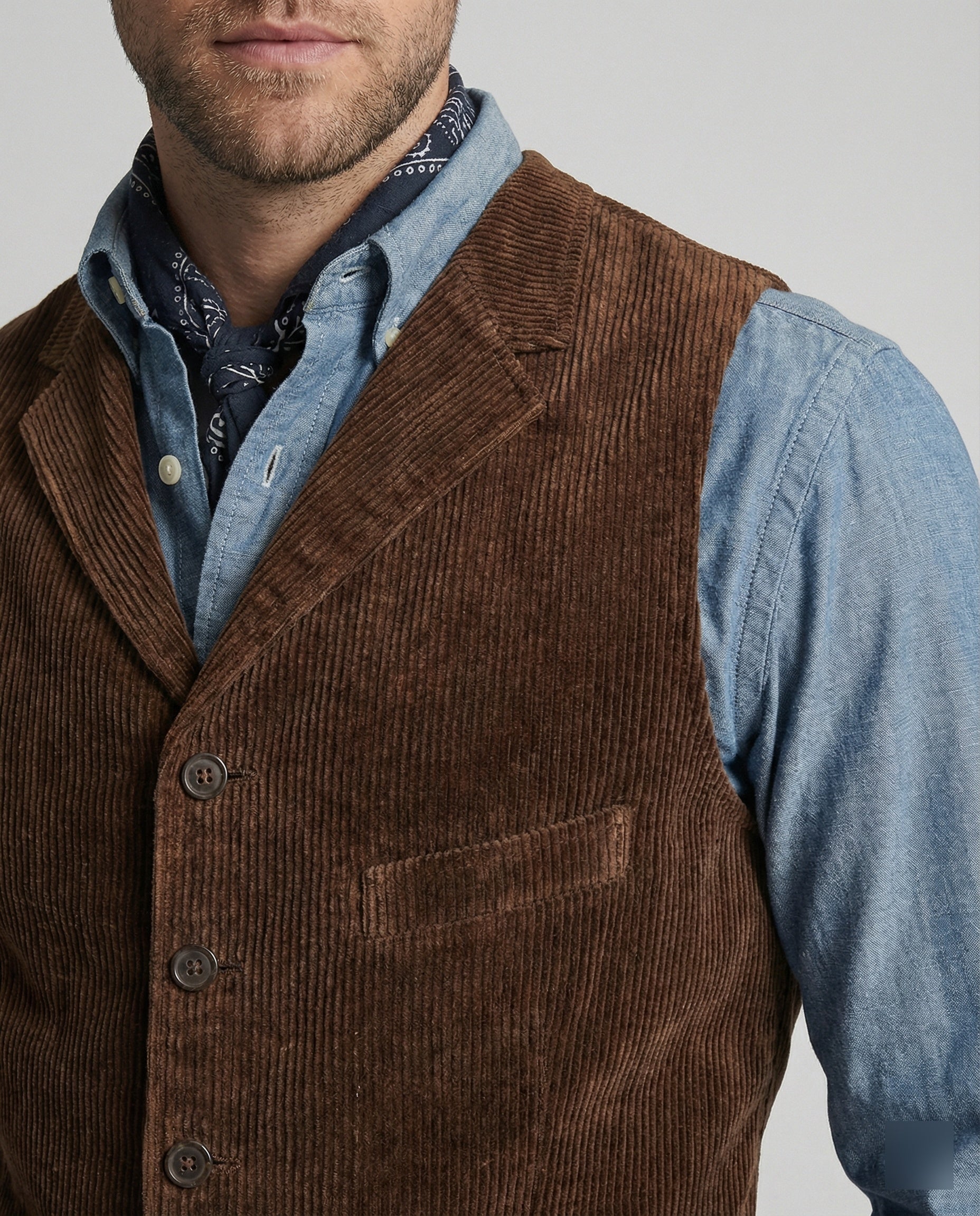 Classic men’s corduroy waistcoat with pockets - J&B; - 2 - London-stylehouse.com