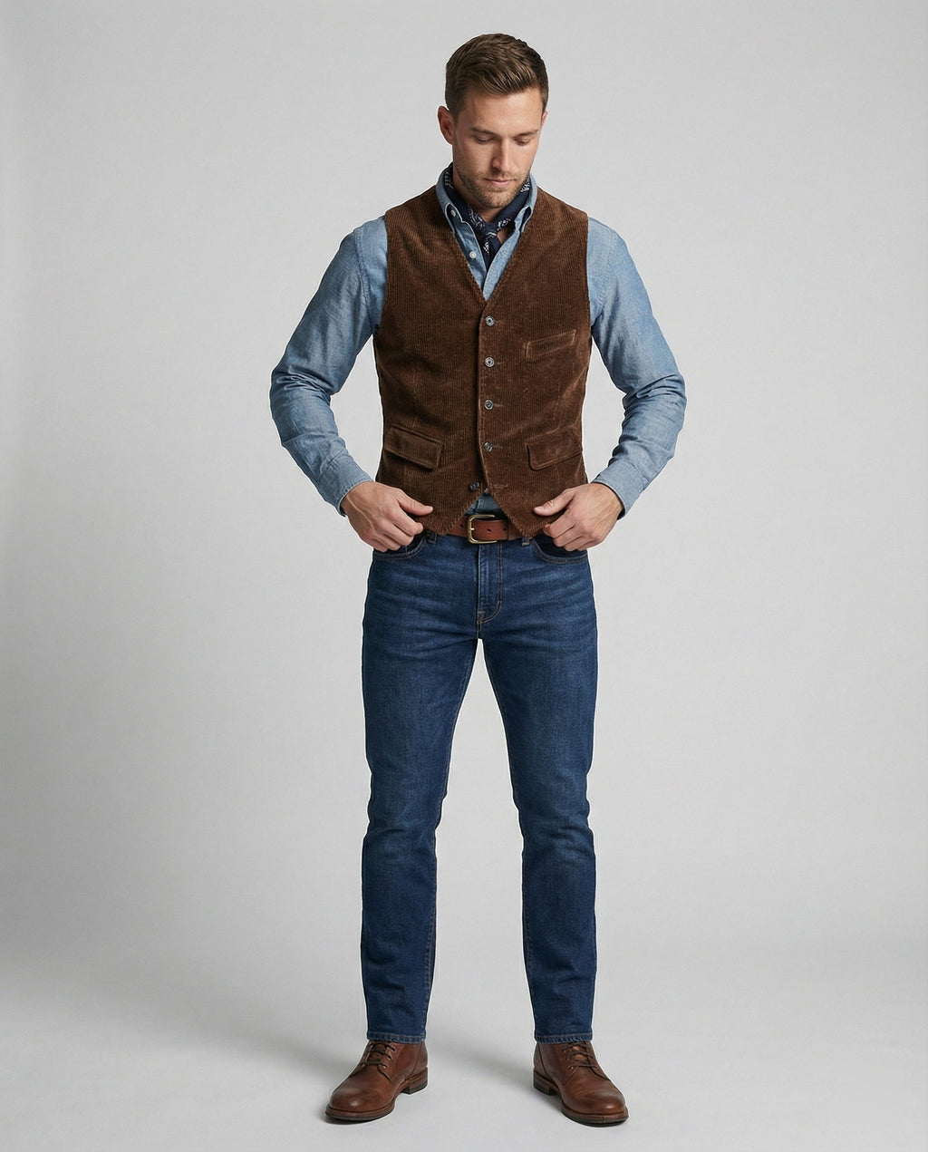 Classic men’s corduroy waistcoat with pockets - J&B; - 3 - London-stylehouse.com