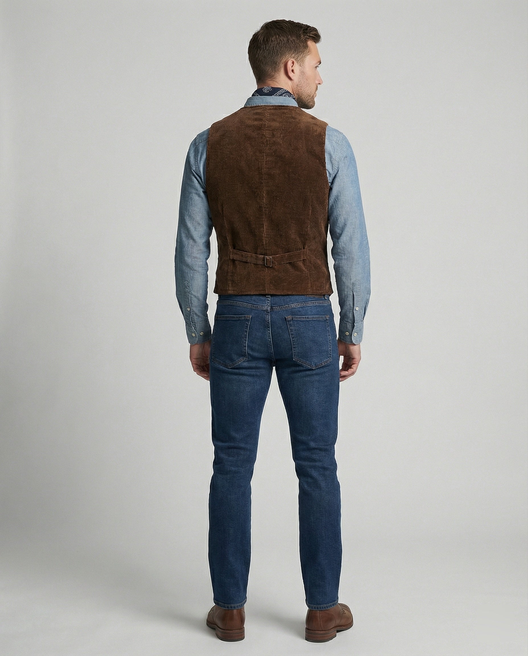 Classic men’s corduroy waistcoat with pockets - J&B; - 4 - London-stylehouse.com