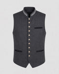Men’s waistcoat with stand-up collar and button placket - J&B; - 1 - London-stylehouse.com