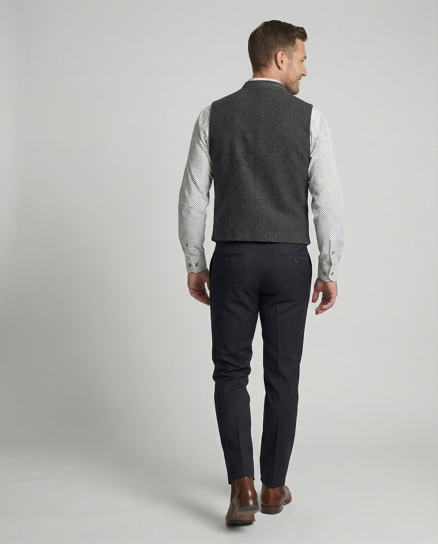 Men’s waistcoat with stand-up collar and button placket - J&B; - 4 - London-stylehouse.com