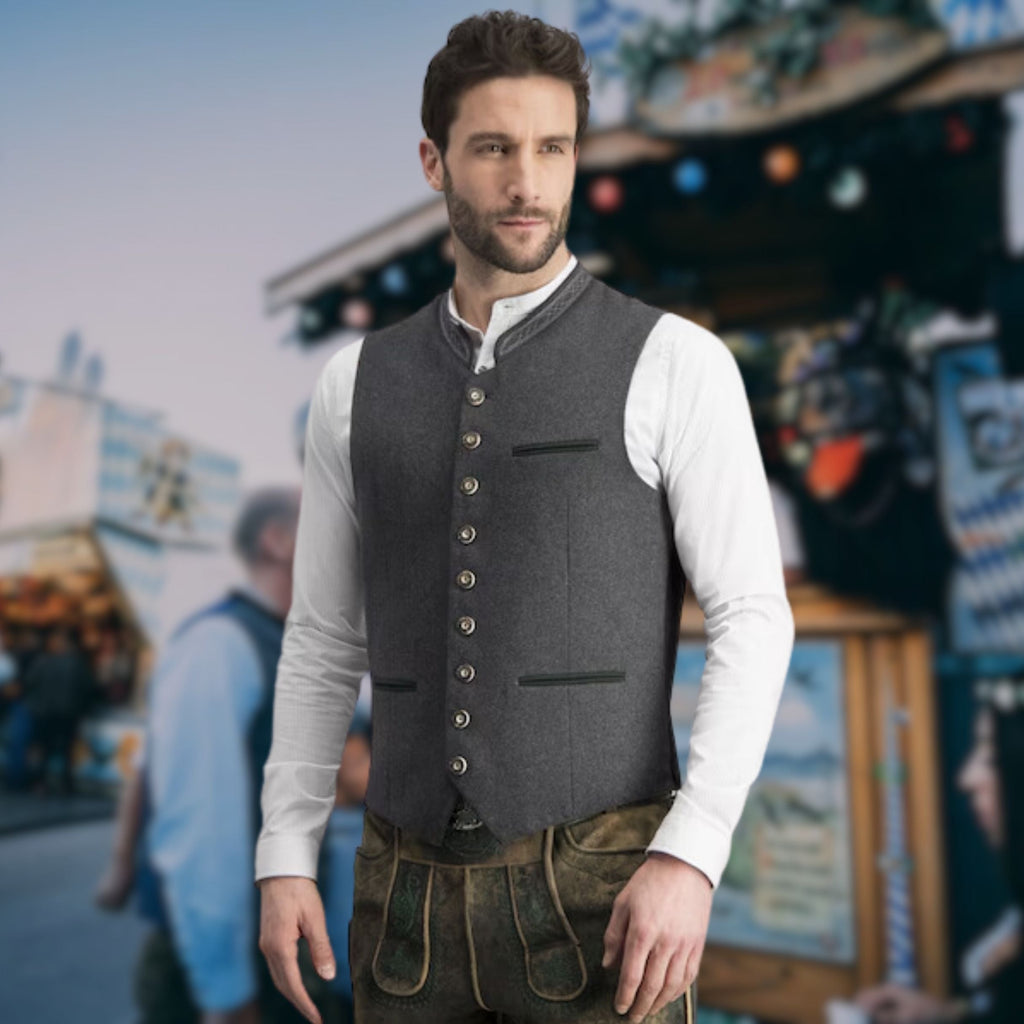 Men’s waistcoat with button placket and fitted cut - J&B; - 3 - London-stylehouse.com