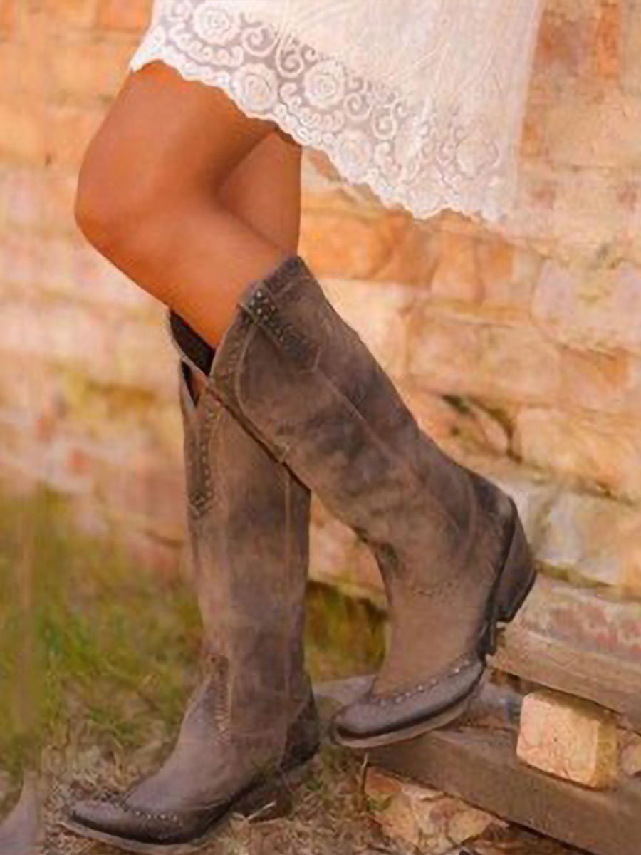 Women’s knee-high cowboy boots with stud detailing - J&B; - 4 - London-stylehouse.com