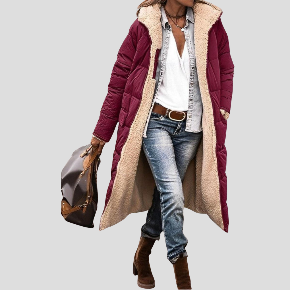 Long women’s winter coat with reversible design and teddy lining - J&B; - 4 - London-stylehouse.com