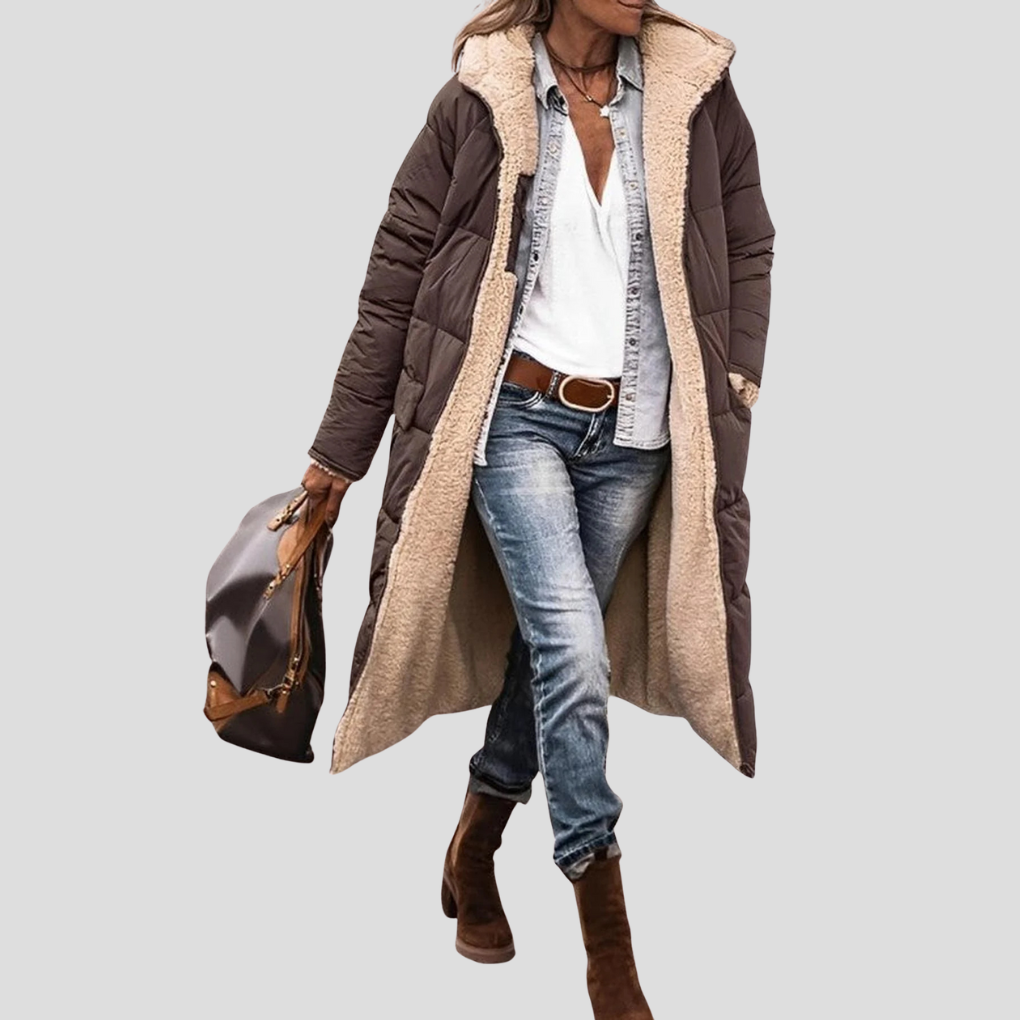 Long women’s winter coat with reversible design and teddy lining - J&B; - 5 - London-stylehouse.com