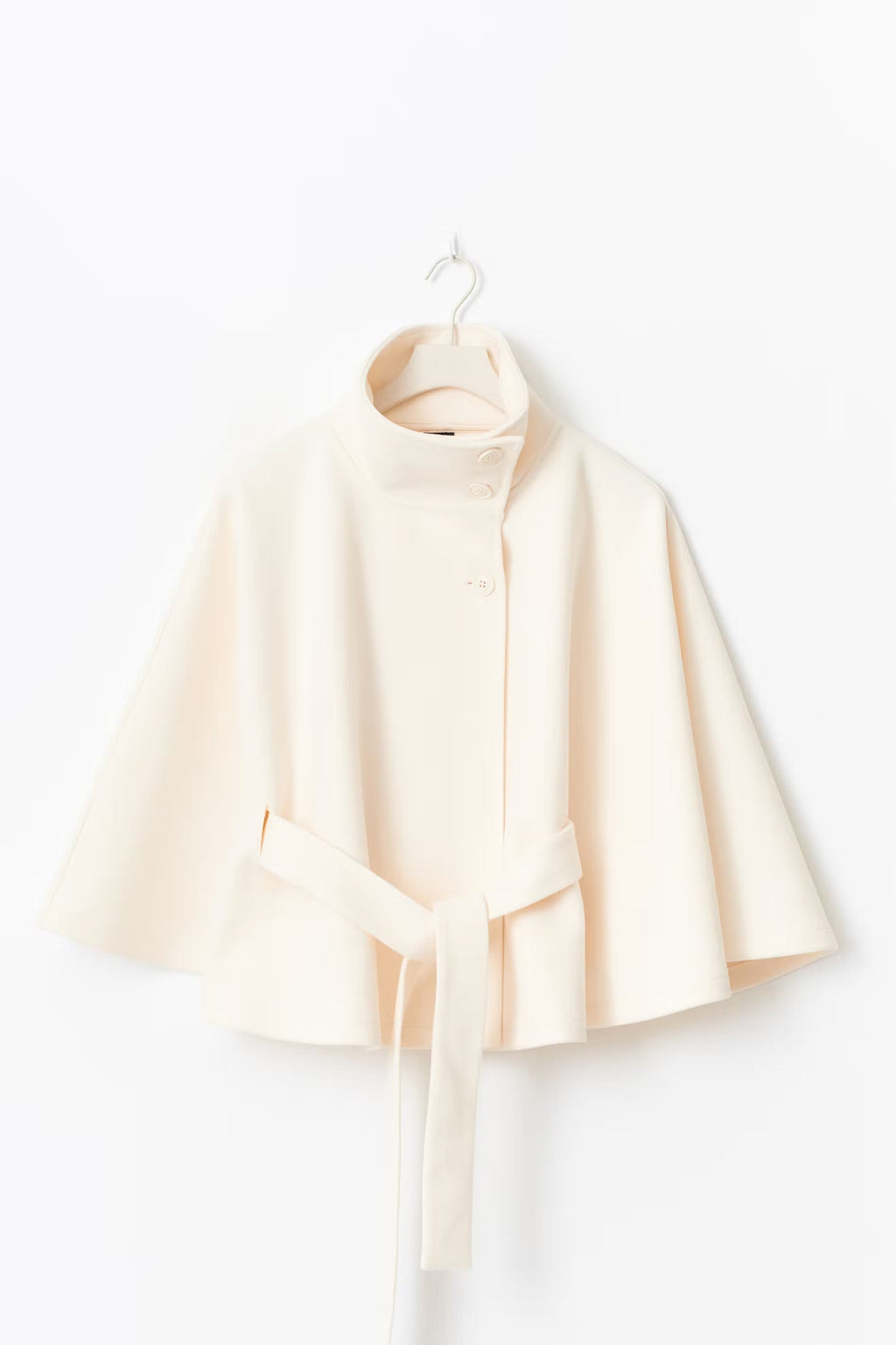 Women’s loose-fitting cape coat with a high collar and belt - J&B; - 2 - London-stylehouse.com