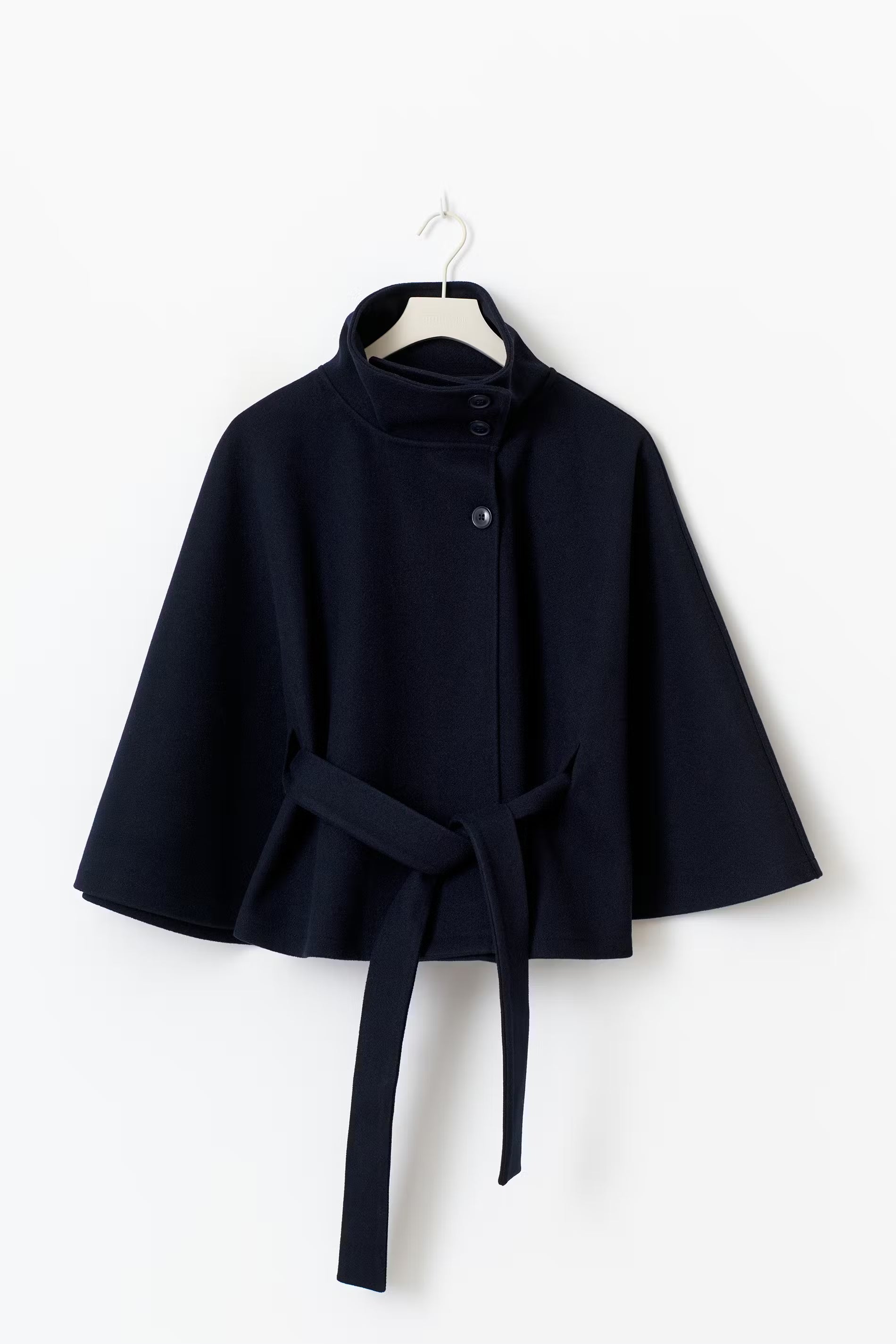 Women’s loose-fitting cape coat with a high collar and belt - J&B; - 6 - London-stylehouse.com