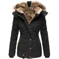 Women’s winter jacket, fitted with a faux fur hood and quilted design - J&B; - 1 - London-stylehouse.com