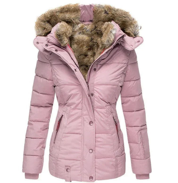 Women’s winter jacket, fitted with a faux fur hood and quilted design - J&B; - 6 - London-stylehouse.com