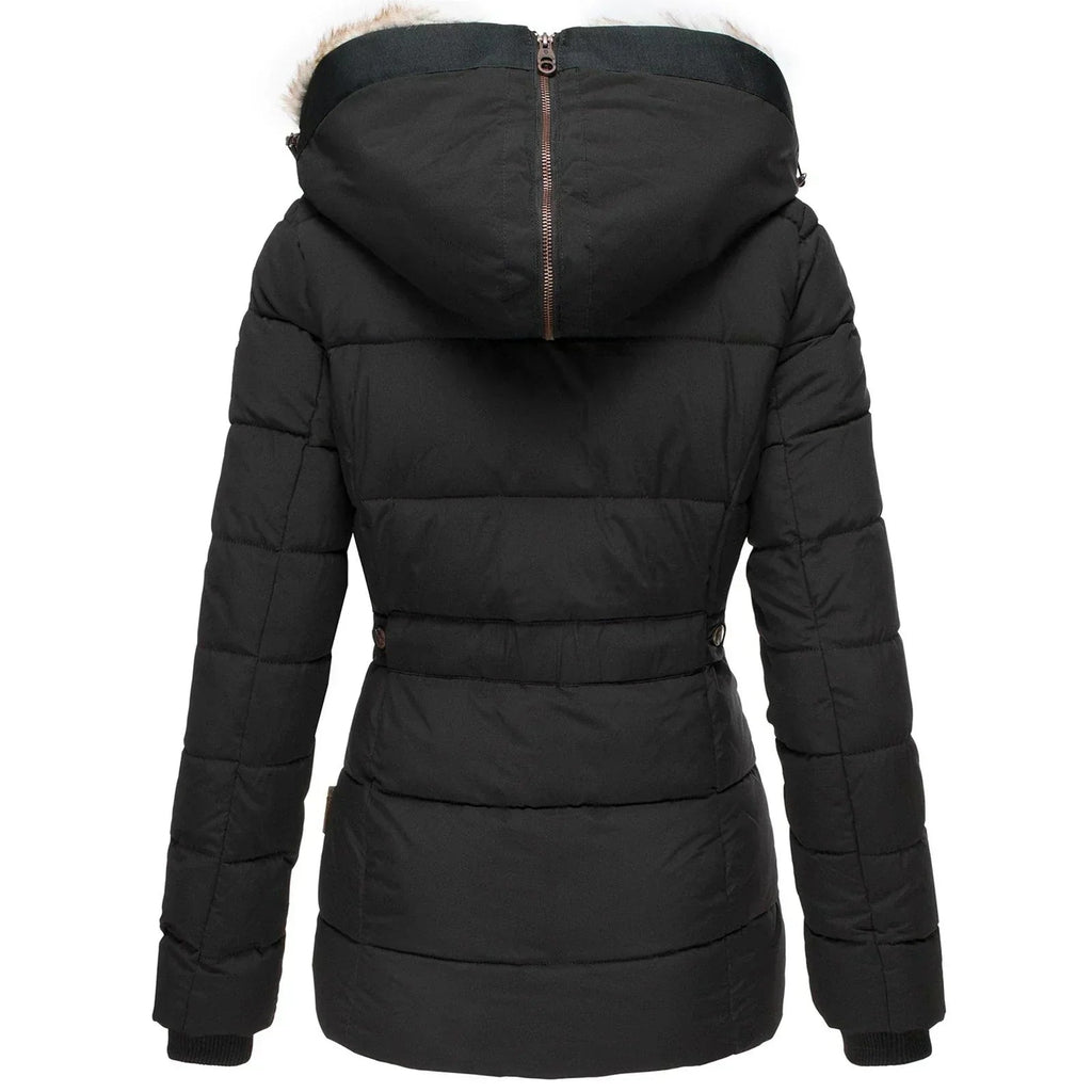 Women’s winter jacket, fitted with a faux fur hood and quilted design - J&B; - 7 - London-stylehouse.com