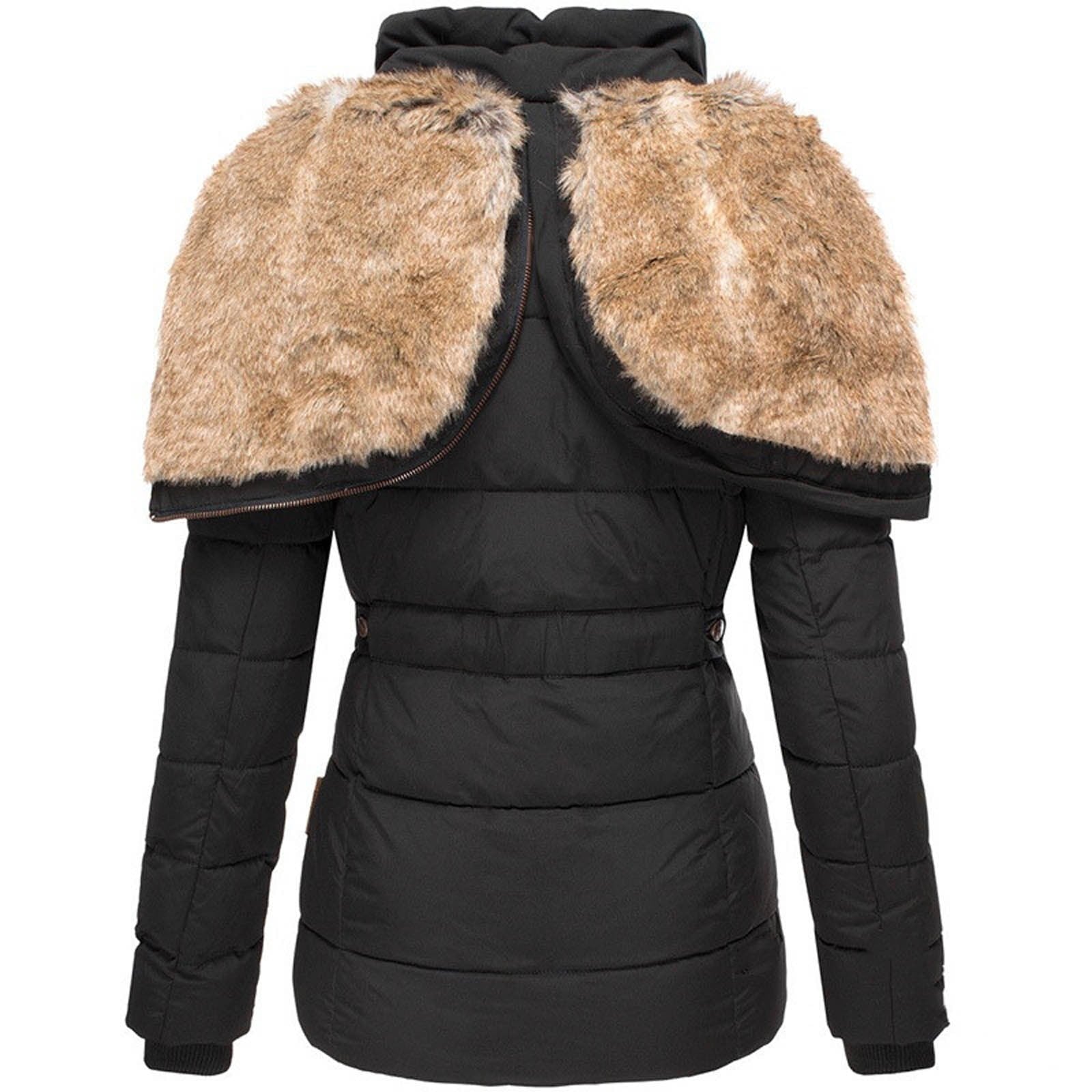 Women’s winter jacket, fitted with a faux fur hood and quilted design - J&B; - 8 - London-stylehouse.com