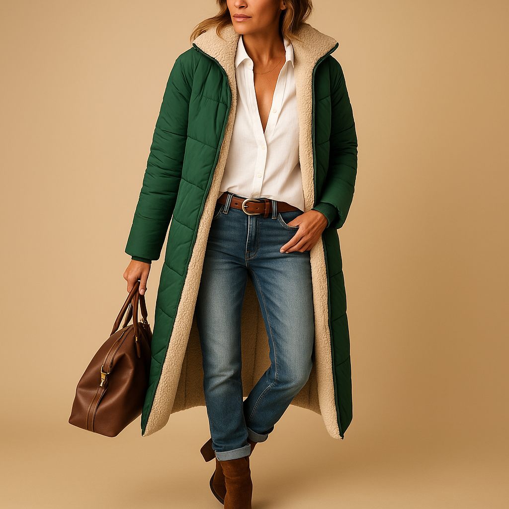 Women’s long winter coat with a hood and cosy lining - J&B; - 2 - London-stylehouse.com