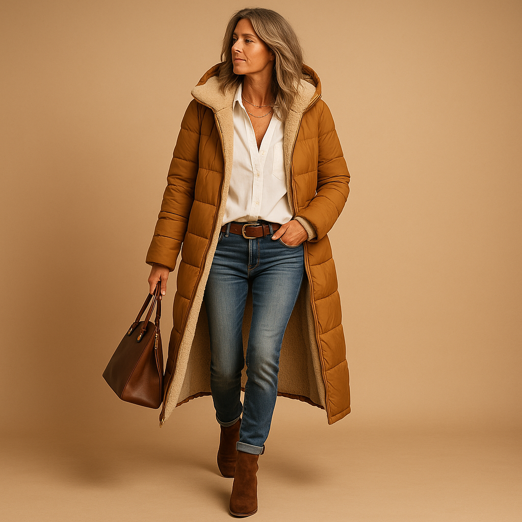 Women’s long winter coat with a hood and cosy lining - J&B; - 3 - London-stylehouse.com