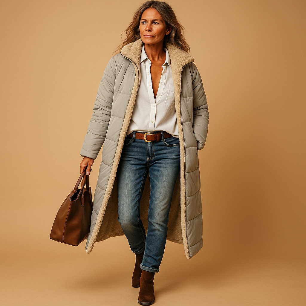 Women’s long winter coat with a hood and cosy lining - J&B; - 4 - London-stylehouse.com