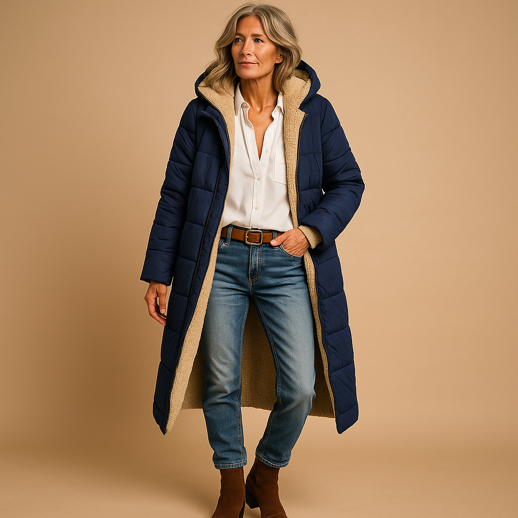 Women’s long winter coat with a hood and cosy lining - J&B; - 5 - London-stylehouse.com