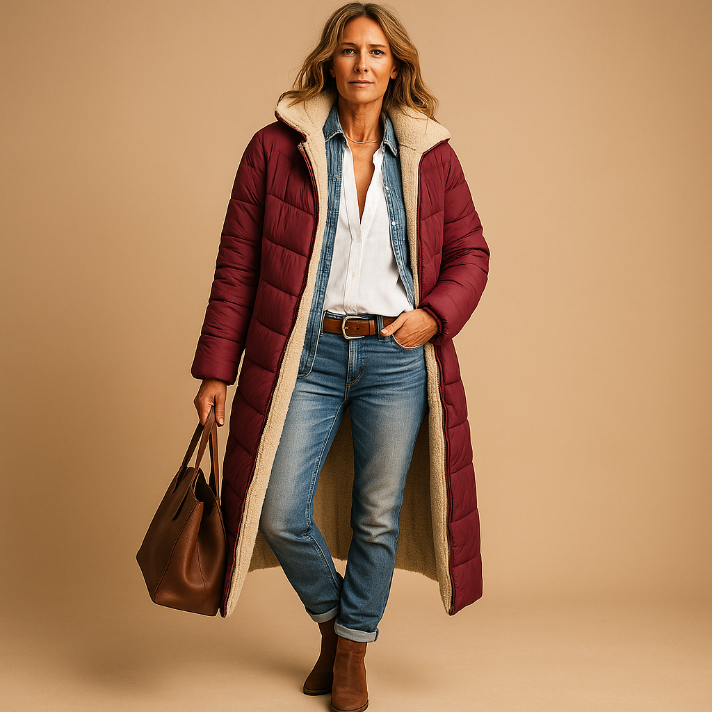 Women’s long winter coat with a hood and cosy lining - J&B; - 6 - London-stylehouse.com