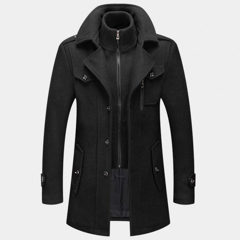 Men's Peacoat with Structured Fit and Stylish Collar | L&S - 6 - London-stylehouse.com