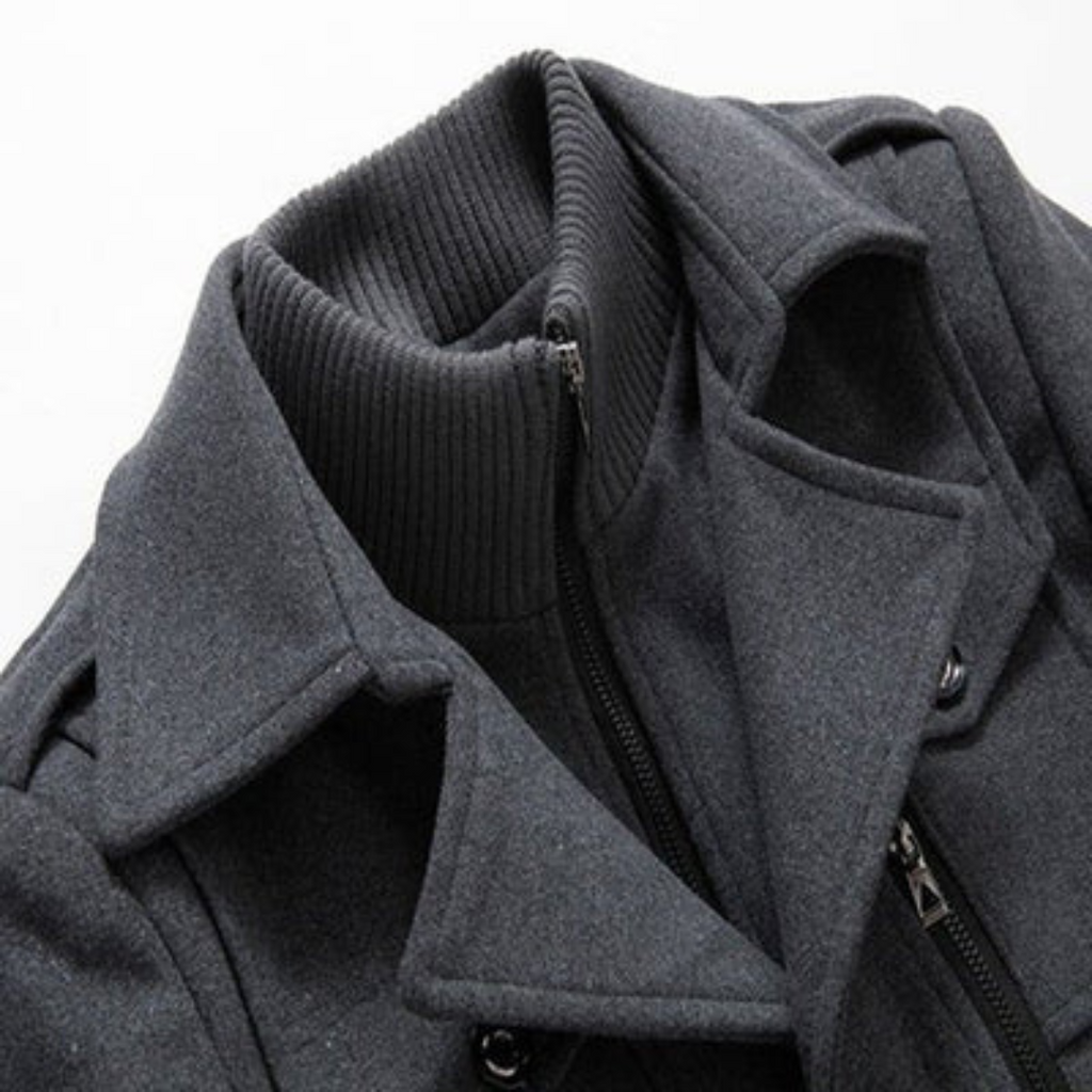 Men's Peacoat with Structured Fit and Stylish Collar | L&S - 10 - London-stylehouse.com