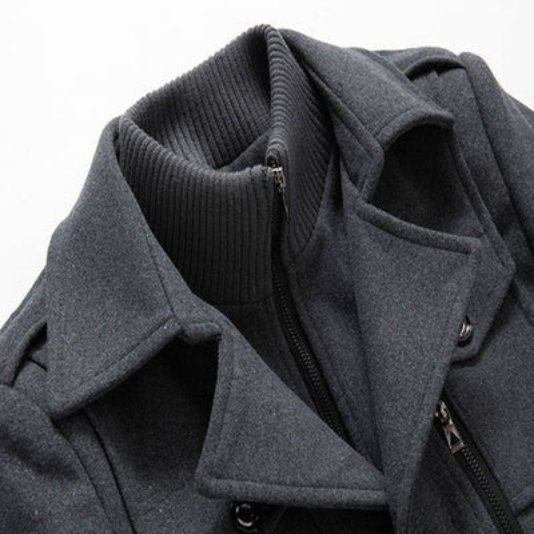 Men's Peacoat with Structured Fit and Stylish Collar | L&S - 10 - London-stylehouse.com