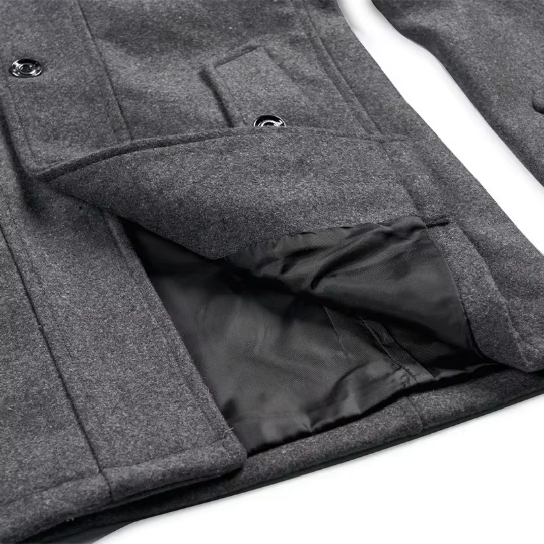 Men's Peacoat with Structured Fit and Stylish Collar | L&S - 11 - London-stylehouse.com
