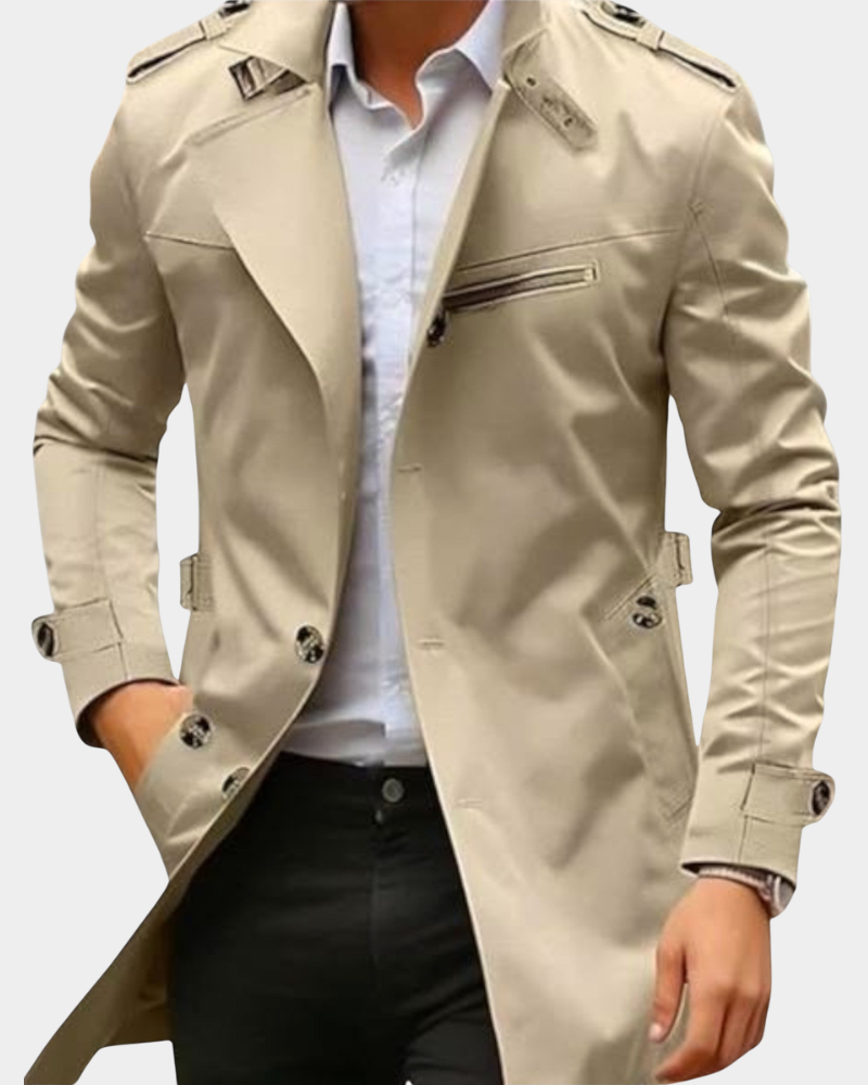 Men’s trench coat, tailored fit, stylish with practical details - J&B; - 1 - London-stylehouse.com
