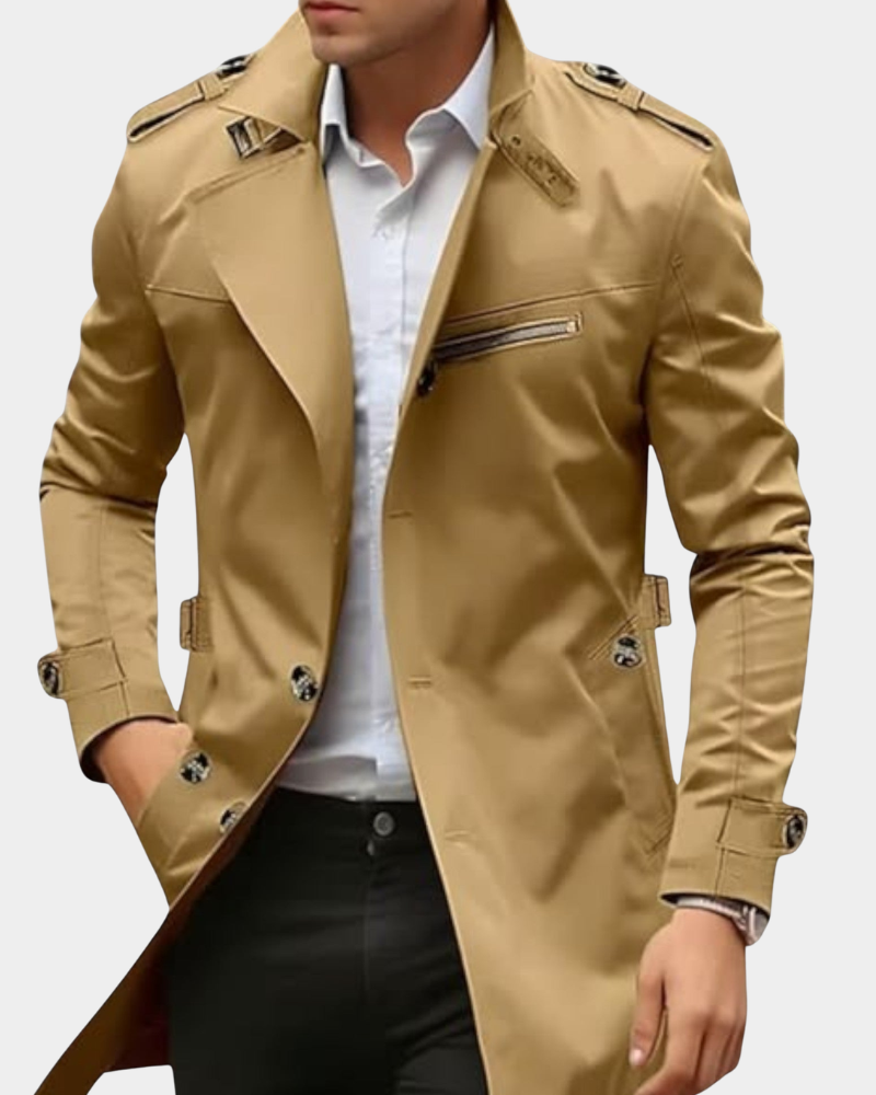 Men’s trench coat, tailored fit, stylish with practical details - J&B; - 3 - London-stylehouse.com
