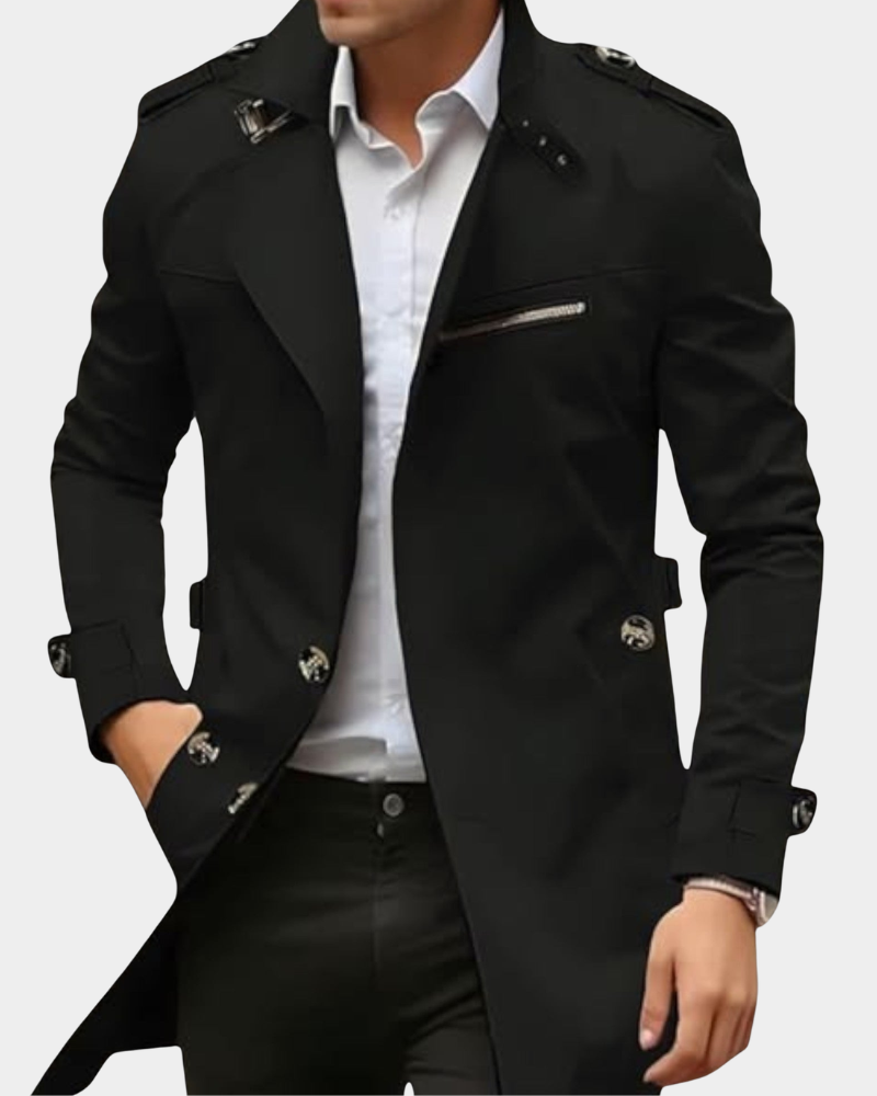 Men’s trench coat, tailored fit, stylish with practical details - J&B; - 4 - London-stylehouse.com