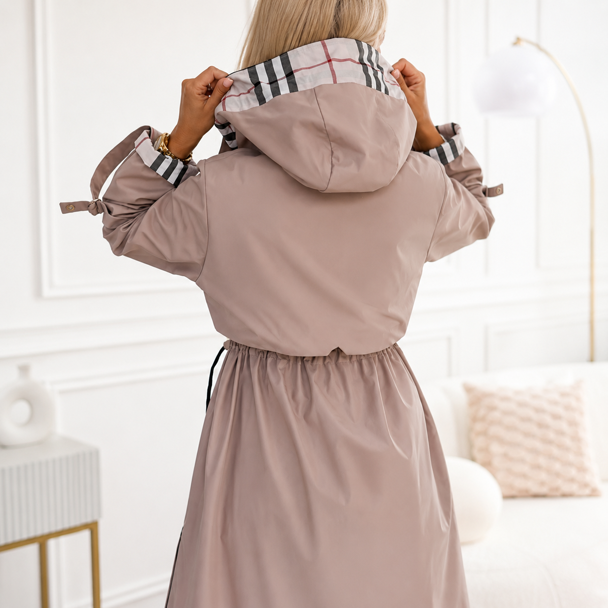 Women's Jacket with Hood and Adjustable Waist | L&S - 5 - London-stylehouse.com