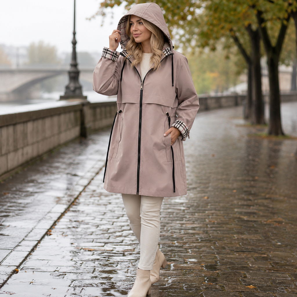 Women's Jacket with Hood and Adjustable Waist | L&S - 7 - London-stylehouse.com