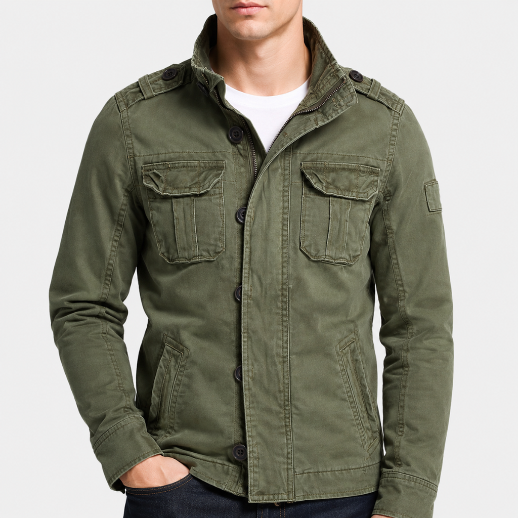 Men's utility jacket with structured fit and practical pockets | L&S - 2 - London-stylehouse.com