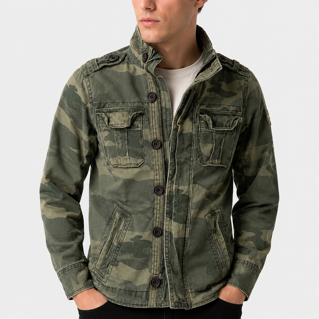 Men's utility jacket with structured fit and practical pockets | L&S - 5 - London-stylehouse.com