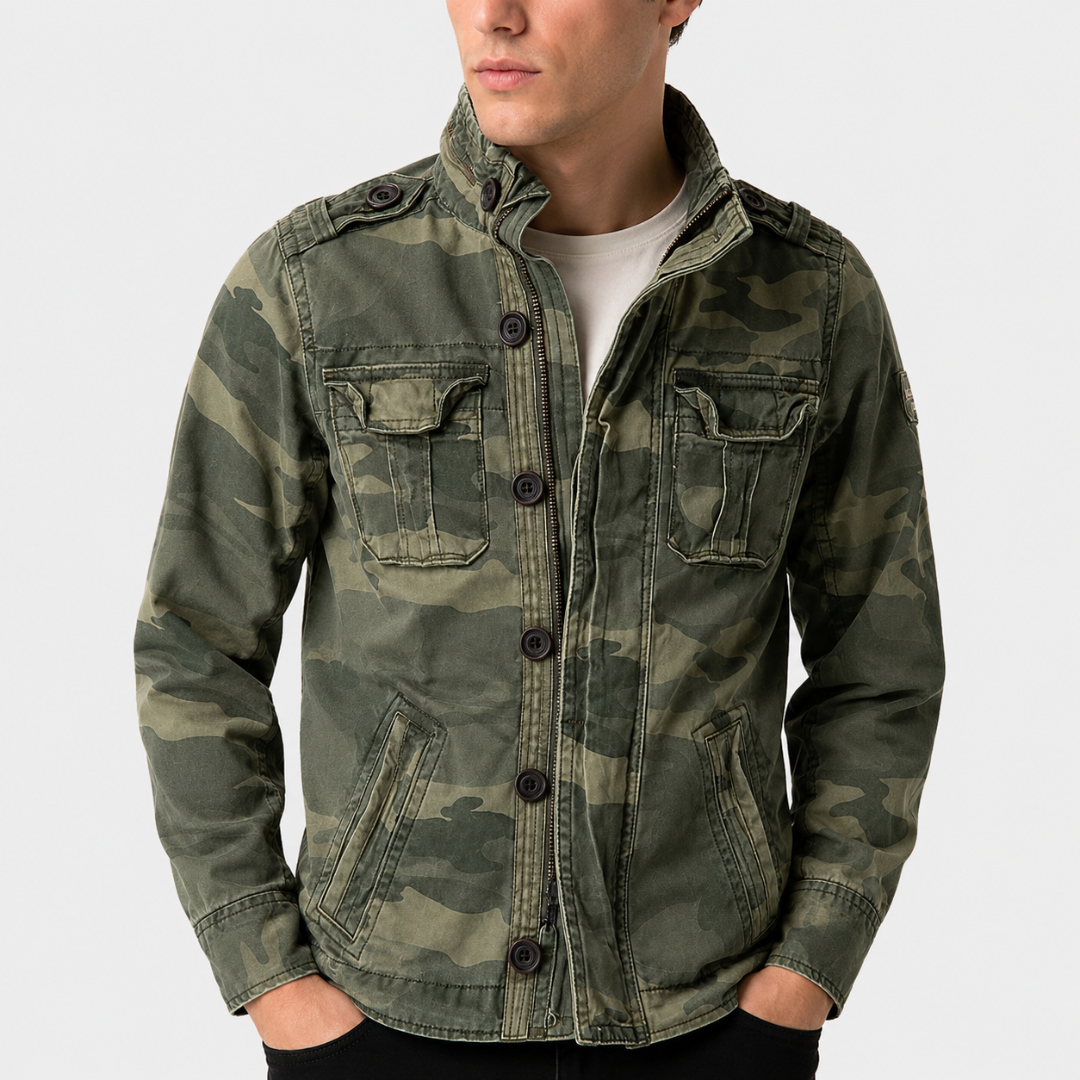 Men's utility jacket with structured fit and practical pockets | L&S - 5 - London-stylehouse.com