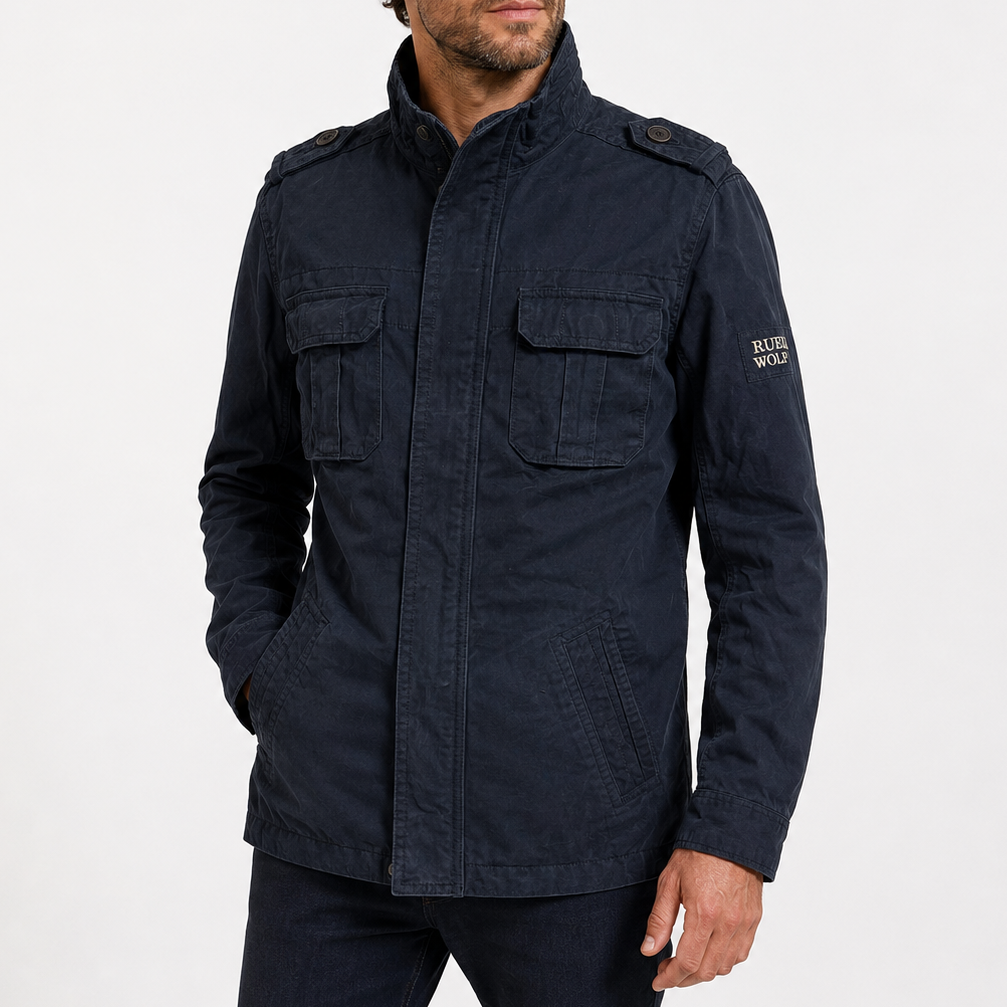 Men's utility jacket with structured fit and practical pockets | L&S - 6 - London-stylehouse.com
