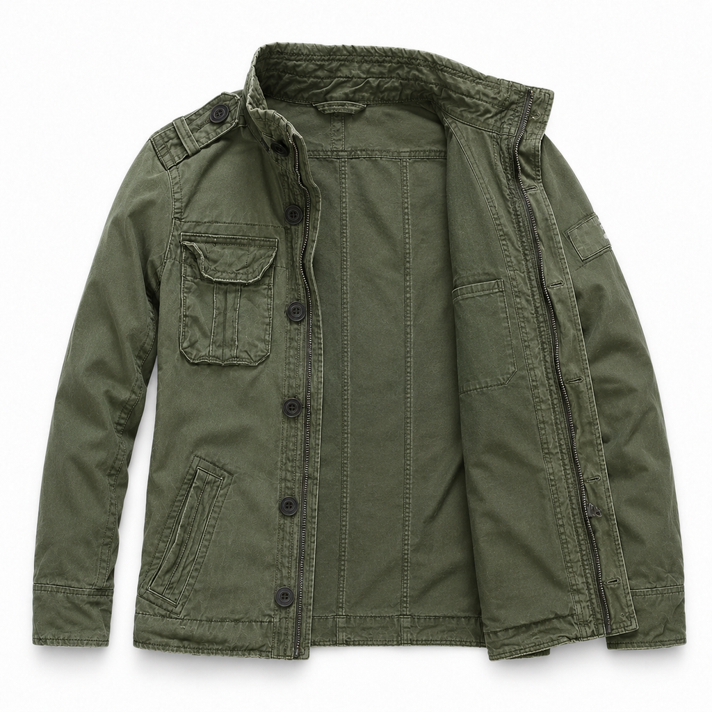Men's utility jacket with structured fit and practical pockets | L&S - 11 - London-stylehouse.com