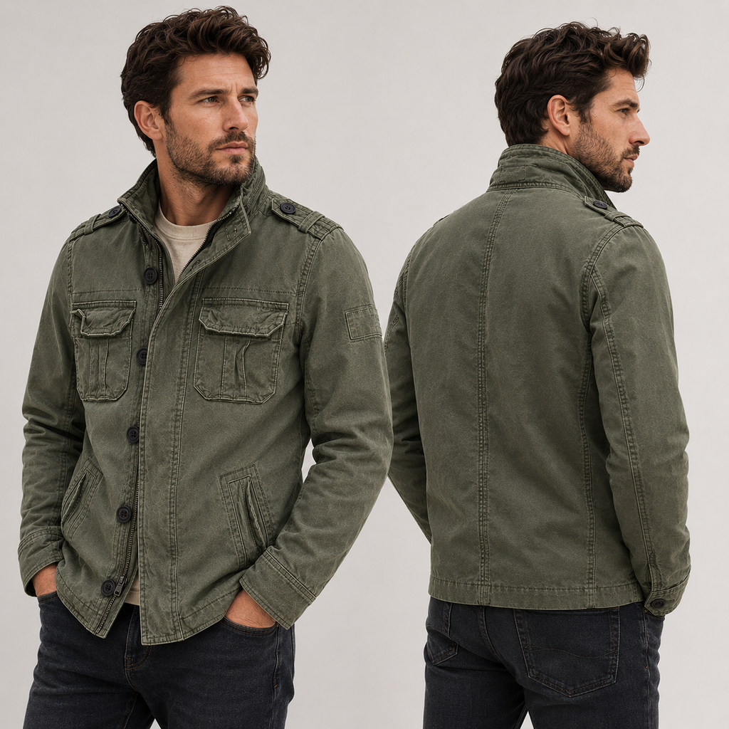 Men's utility jacket with structured fit and practical pockets | L&S - 12 - London-stylehouse.com