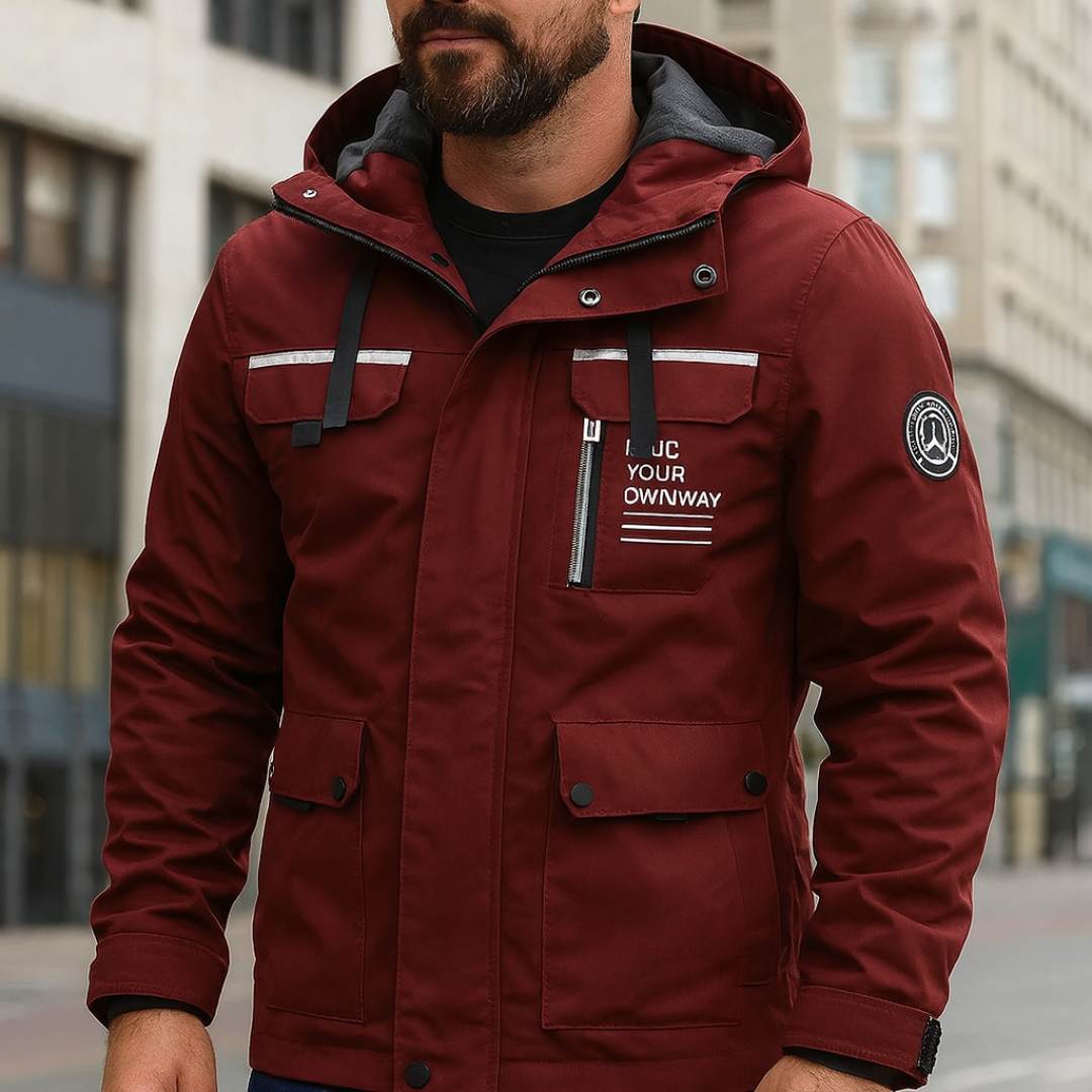 Men's Winter Jacket with Detachable Hood & Functional Pockets | L&S - 4 - London-stylehouse.com