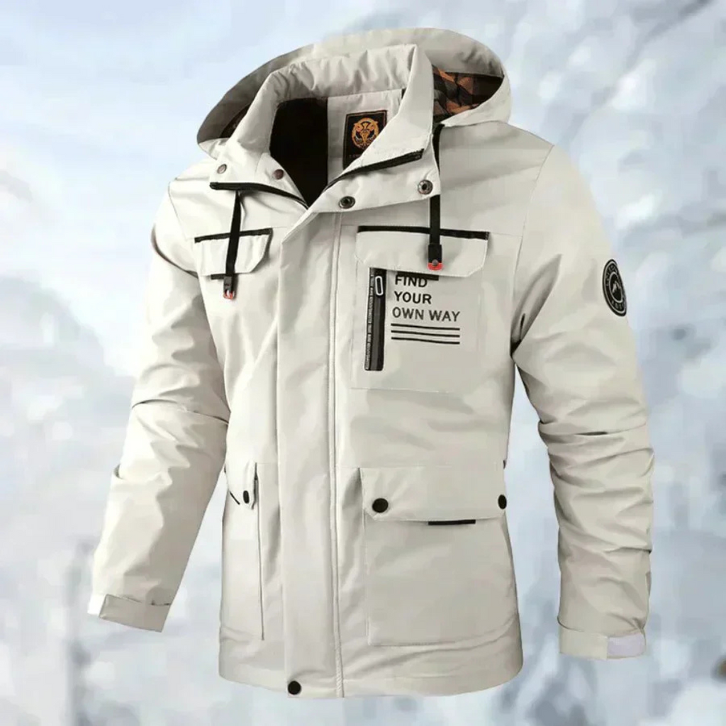 Men's Winter Jacket with Detachable Hood & Functional Pockets | L&S - 5 - London-stylehouse.com