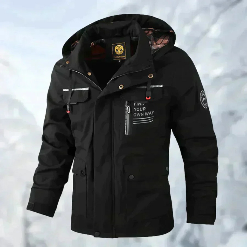 Men's Winter Jacket with Detachable Hood & Functional Pockets | L&S - 6 - London-stylehouse.com