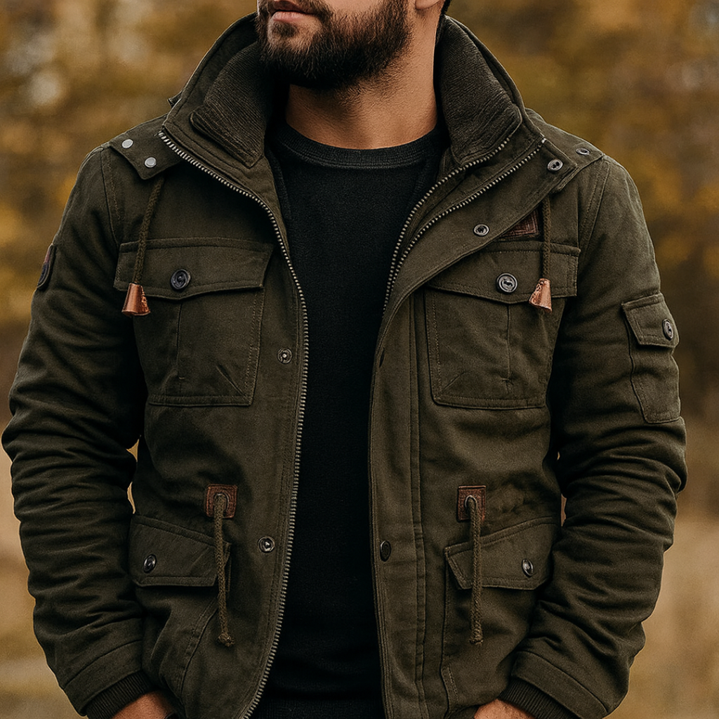 Men's Jacket with Warm Lining and Practical Pockets | L&S - 1 - London-stylehouse.com