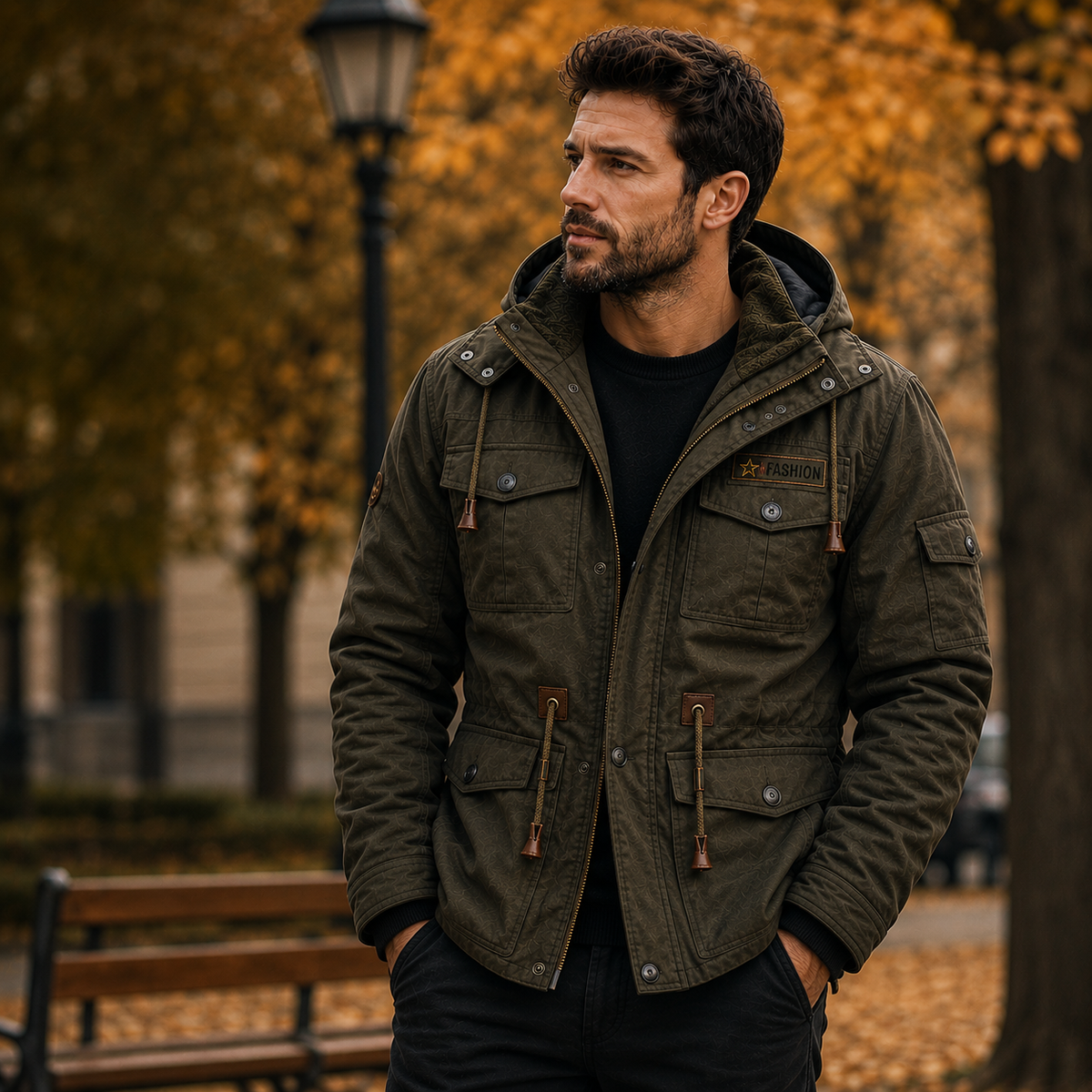 Men's Jacket with Warm Lining and Practical Pockets | L&S - 6 - London-stylehouse.com