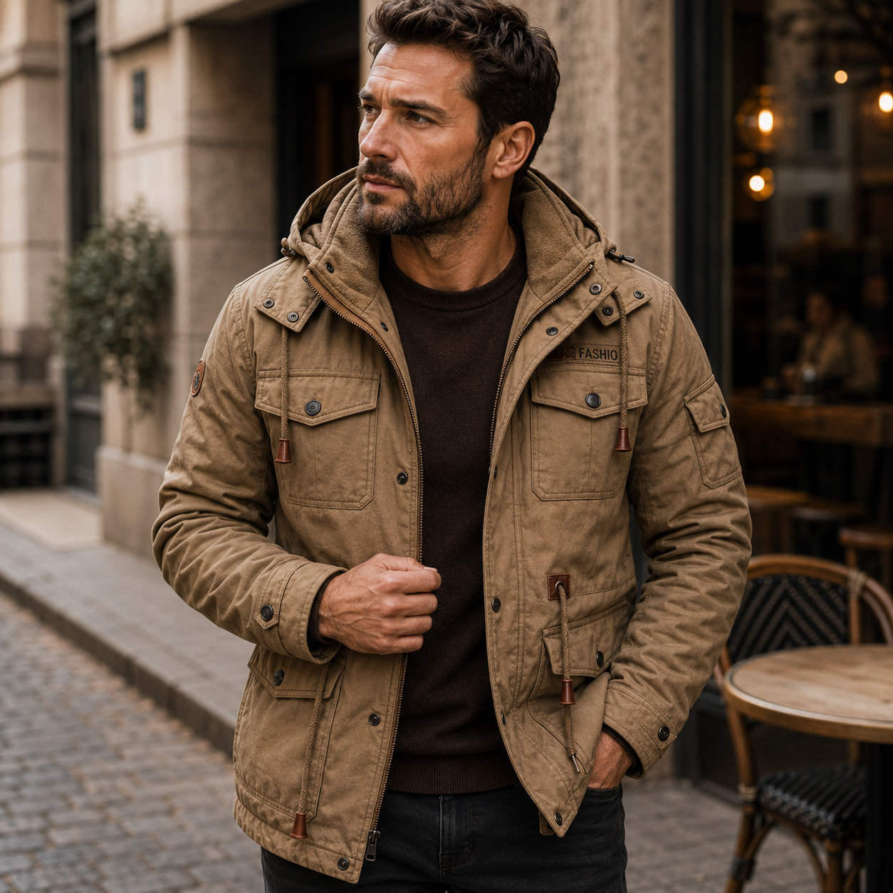 Men's Jacket with Warm Lining and Practical Pockets | L&S - 7 - London-stylehouse.com
