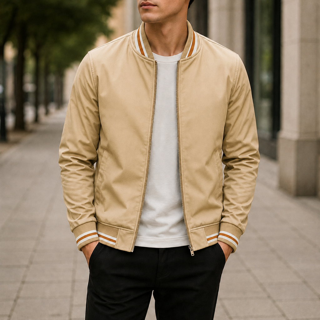 Men’s bomber jacket with a sporty look and practical stripes - J&B; - 5 - London-stylehouse.com