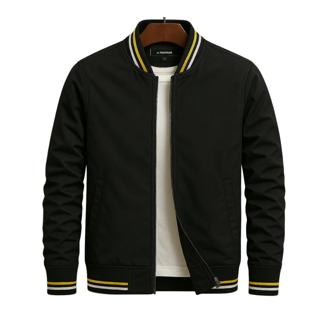 Men’s bomber jacket with a sporty look and practical stripes - J&B; - 8 - London-stylehouse.com