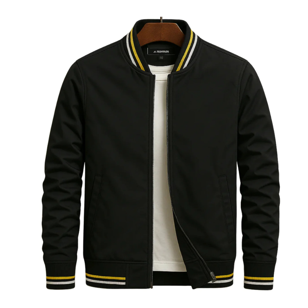 Men’s bomber jacket with a sporty look and practical stripes - J&B; - 8 - London-stylehouse.com