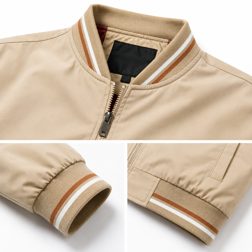 Men’s bomber jacket with a sporty look and practical stripes - J&B; - 10 - London-stylehouse.com