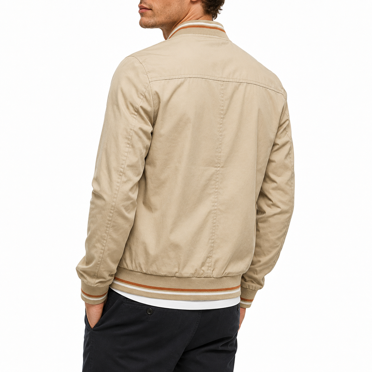 Men’s bomber jacket with a sporty look and practical stripes - J&B; - 12 - London-stylehouse.com