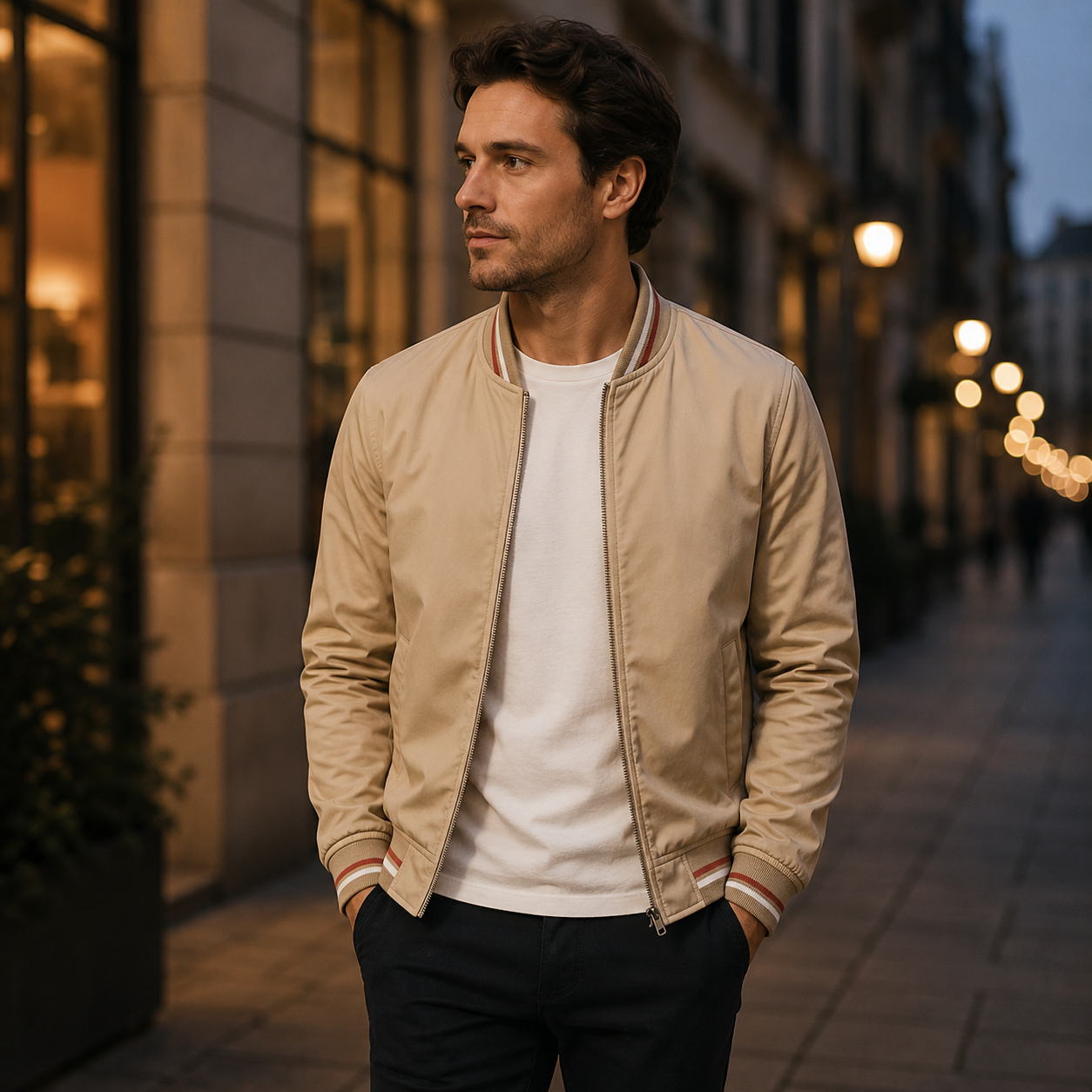 Men’s bomber jacket with a sporty look and practical stripes - J&B; - 13 - London-stylehouse.com