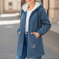 Women's longline fleece jacket with hood and pockets | L&S - 1 - London-stylehouse.com